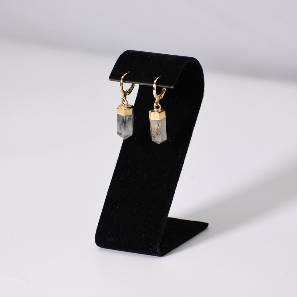 "Huggies" Dendritic Quartz Point Earrings